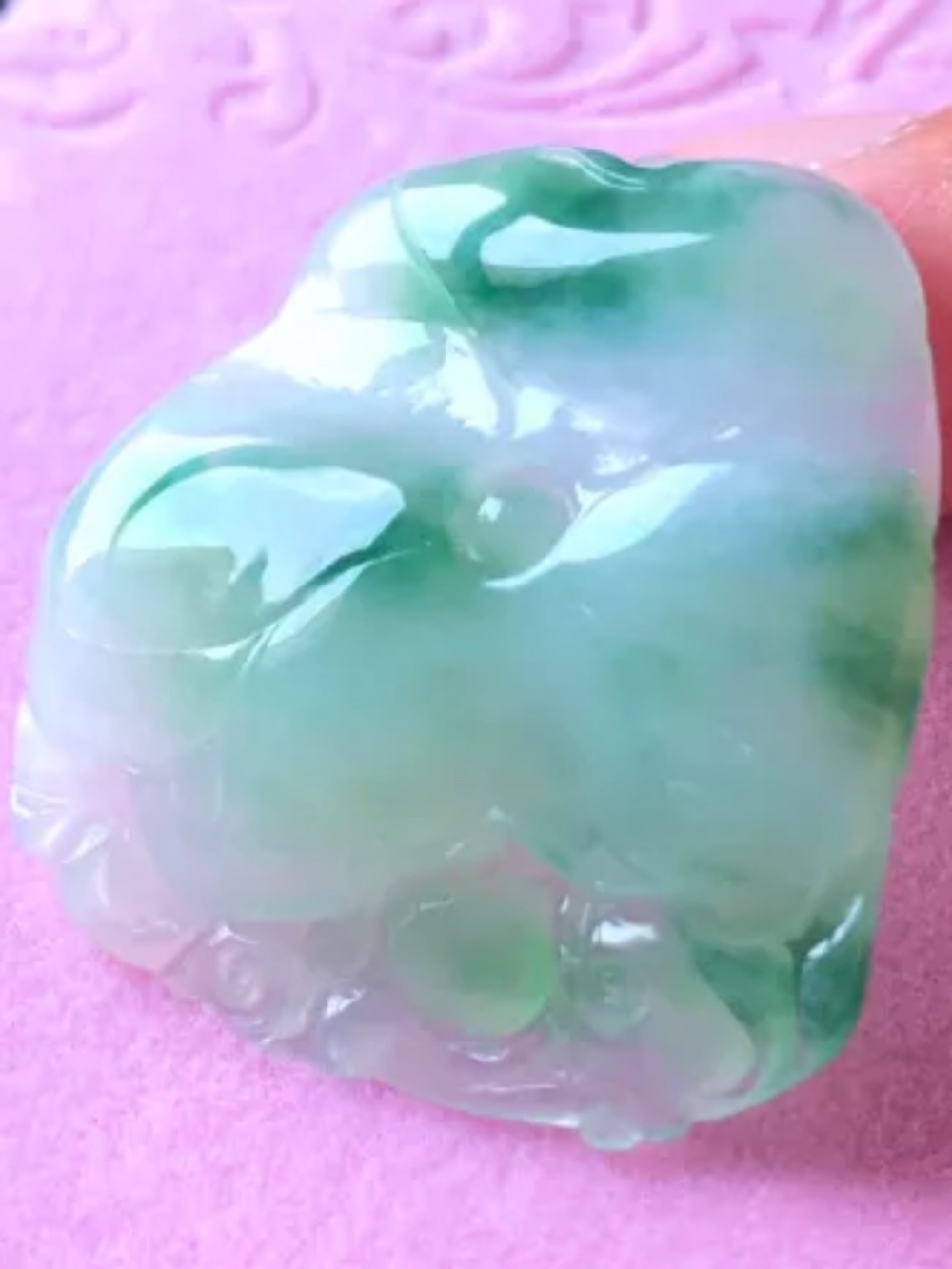 Certified Grade A Jade Jadeite Icy Green Lotus Pendant Translucent Untreated